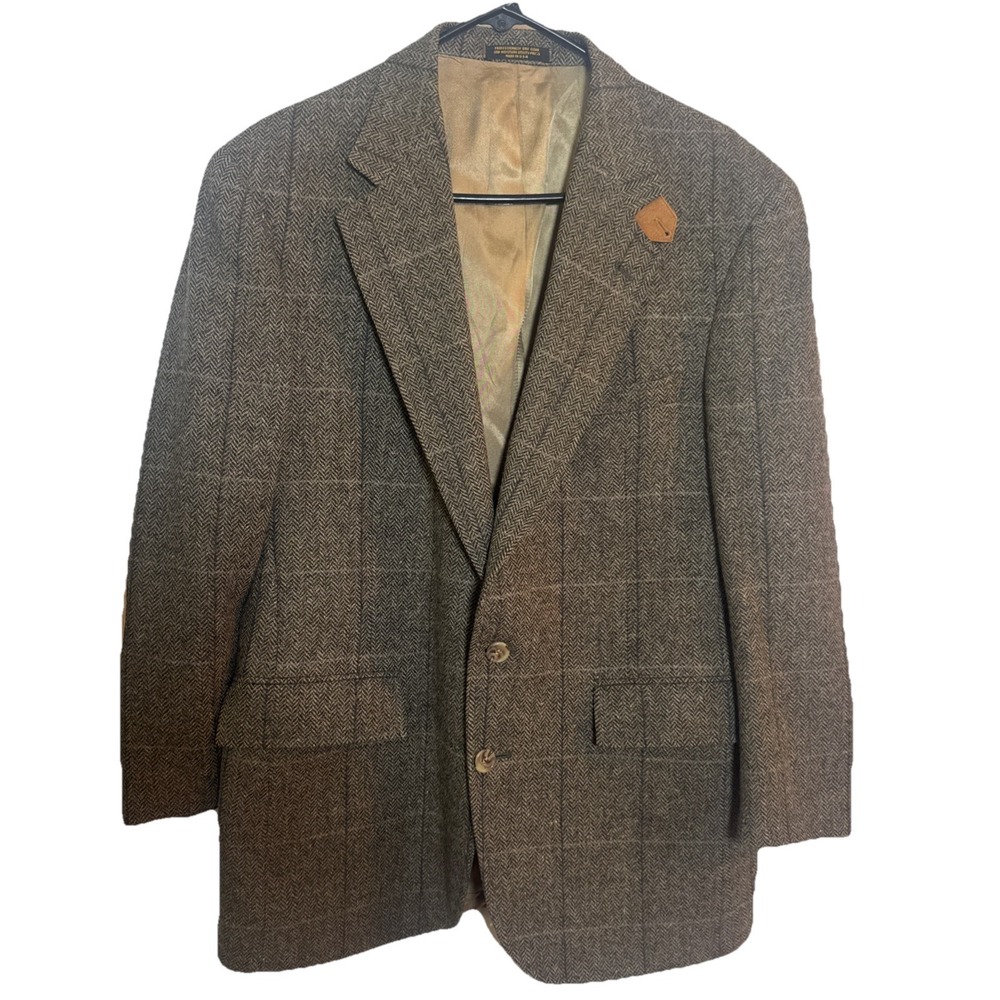 Vintage Evan-Picone Wool Blazer Men's Sport‎ Coat Herringbone Elbow Patches